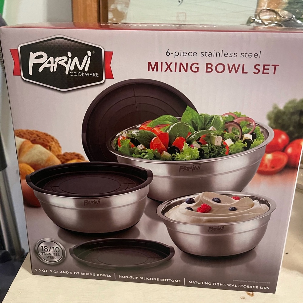 Parini 6 Pcs Stainless Steel Mixing Bowl Cooking Salad Bowl Set Kitchen Cookware